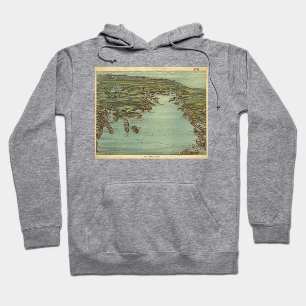 Vintage Pictorial Map of Buzzards Bay (1907) Hoodie by Bravuramedia